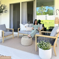 Outdoor 4 Piece Wood Patio Chair Set Acacia