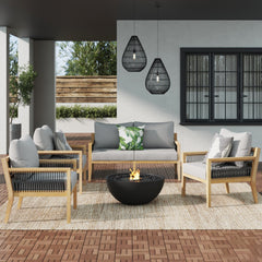 Outdoor 4 Piece Wood Patio Chair Set Acacia