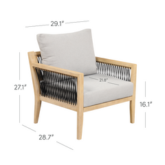 Outdoor Wood Patio Arm Chairs Gray Acacia (Set of 4)