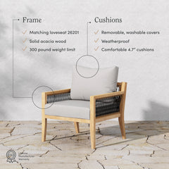 Outdoor 4 Piece Wood Patio Chair Set Acacia