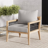 Outdoor Patio Wood Arm Chair Gray Acacia