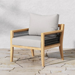 Outdoor Patio Wood Arm Chair Gray Acacia