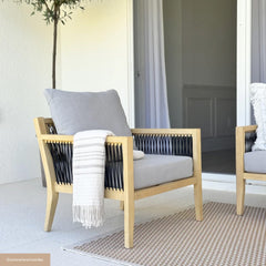 Outdoor Patio Wood Arm Chair Gray Acacia