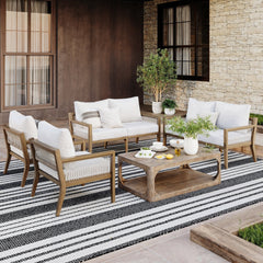 Outdoor 4 Piece Wood Patio Set Loveseats and Chairs White