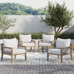 Outdoor Patio Wood Arm Chairs White (Set of 4)