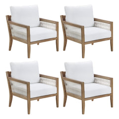 Outdoor Patio Wood Arm Chairs White (Set of 4)