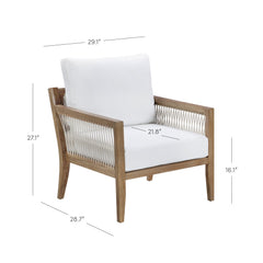 Outdoor Patio Wood Arm Chair White Light Brown