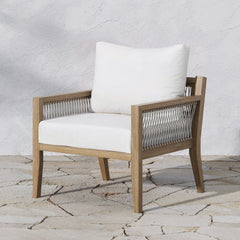 Outdoor Patio Wood Arm Chair White Light Brown