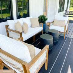 Outdoor 3 Piece Wood Patio Set Loveseat and 2 Chairs White