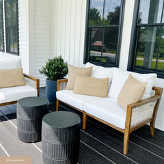 Outdoor Patio Wood Arm Chairs White (Set of 4)