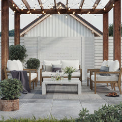 Outdoor Patio Wood Arm Chairs White (Set of 2)