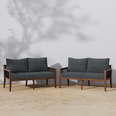 Outdoor Wood Patio Loveseats Gray (Set of 2)