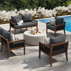 Outdoor 4 Piece Wood Patio Set Loveseats and Chairs