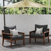 Outdoor Patio Wood Arm Chairs Gray (Set of 2)