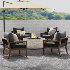 Outdoor Patio Wood Arm Chairs Gray (Set of 4)