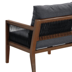 Outdoor Patio Wood Arm Chair Gray Dark Acacia