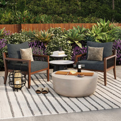 Outdoor Patio Wood Arm Chair Gray Dark Acacia