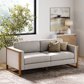 Soft Fabric Wood Frame Loveseat Sofa Couch Gray