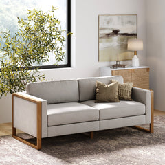 Soft Fabric Wood Frame Loveseat Sofa Couch Gray