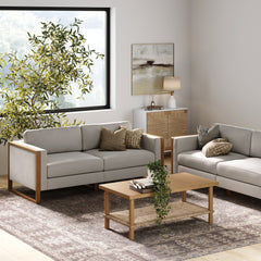 Soft Fabric Wood Frame Loveseat Sofa Couch Gray