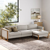 Soft Fabric 3-Seat Wood Frame Sofa Couch & Storage Ottoman Gray