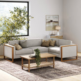 Soft Fabric 4-Seat Wood Frame Sectional Sofa Couch Gray