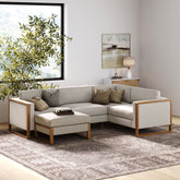 Soft Fabric 4-Seat Wood Frame Sectional Sofa Couch & Storage Ottoman Gray
