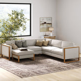 Soft Fabric 5-Seat Wood Frame Sectional Sofa Couch & Storage Ottoman Gray