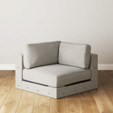 Upholstered Sofa Corner Seat Textured Gray (Modular Sofa Part)