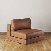 Upholstered Leather Sofa Standard Seat Camel (Modular Sofa Part)