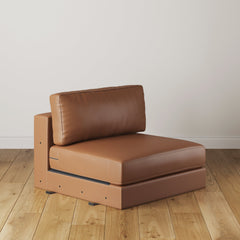 Upholstered Leather Sofa Standard Seat Camel (Modular Sofa Part)