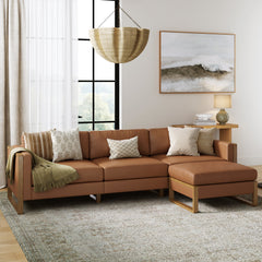 Upholstered Leather Sofa Standard Seat Camel (Modular Sofa Part)