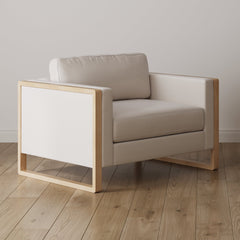 Soft Fabric Wood Frame Armchair Bisque