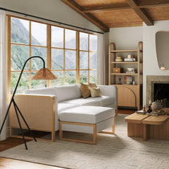 Upholstered Sofa Cane Arm Bisque (Modular Sofa Part)