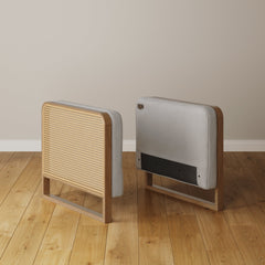 Upholstered Sofa Cane Arm Gray (Modular Sofa Part)