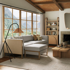 Upholstered Sofa Cane Arm Gray (Modular Sofa Part)