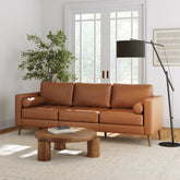 Mid Century Modern 3-Seater Tufted Sofa Camel