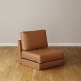 Mid-Century Tufted Leather Sofa Single Seat Camel (Modular Sofa Part)