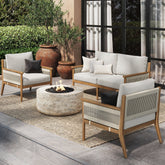 Outdoor 3 Piece Wood Patio Set Loveseat and Chairs