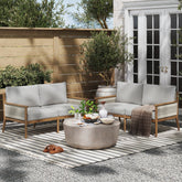 Outdoor Wood & Rope Patio Set of 2 Loveseats Light Gray