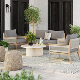 Outdoor 3 Piece Wood Patio Set Loveseat and Chairs