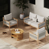Outdoor 3 Piece Wood Patio Set Loveseat and Chairs White