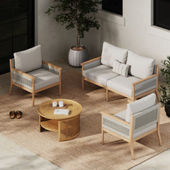 Outdoor 3 Piece Wood Patio Set Loveseat and Chairs White