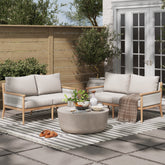 Outdoor Wood & Rope Patio Loveseats Ash White (Set of 2)