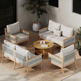 Outdoor 4 Piece Wood Patio Set Loveseats and Chairs White
