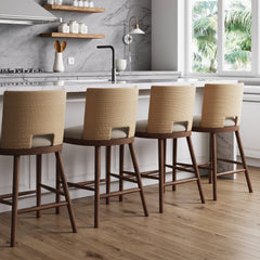Seagrass Rope Back Counter Bar Stool Medium Brown (Set of 4)