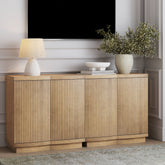 Mid-Century Modern Fluted Console or TV Stand Light Brown (Set of 2)