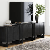 Mid-Century Modern Solid Wood Accent Cabinet or TV Stand Black (Set of 3)