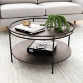 Wood 2-Tier Round Circular Coffee Table