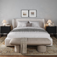 Mid Century Modern 2-Drawer Solid Wood Nightstand Black (Set of 2)